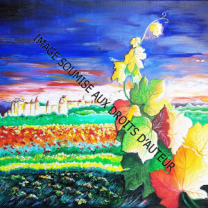 PEINTURE SUR TOILE CITE-CARCASSONNE - 50x61cm