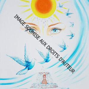 PEINTURE SUR TOILE ENVOLEE-COLOMBES-FONTAINE - 60x80cm