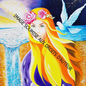 PEINTURE SUR TOILE FEE-MER-COLOMBE - 46x55cm