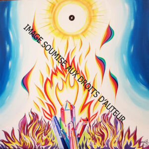 PEINTURE SUR TOILE FLAMMES-CRISTAUX - 80x80cm