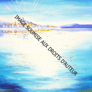 PEINTURE SUR TOILE GRUISSAN-ORANGE-ET-BLEU - 46x61cm