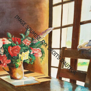 PEINTURE SUR TOILE NATURE-MORTE-A-L'OISEAU - 60x51cm