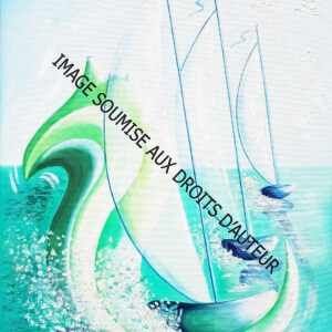 PEINTURE SUR TOILE VOILIER-VAGUE - 46x61 cm