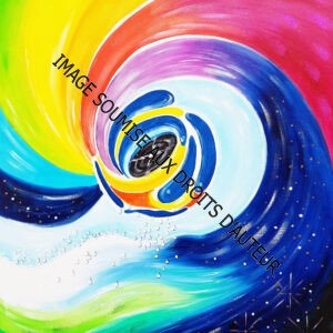 PEINTURE SUR TOILE VORTEX-ARC-EN-CIEL - 65X81 cm